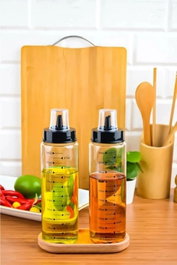 Hermia Juego de Dispensadores de Aceite de Vidrio Transparente de 500 ml (2 Piezas)